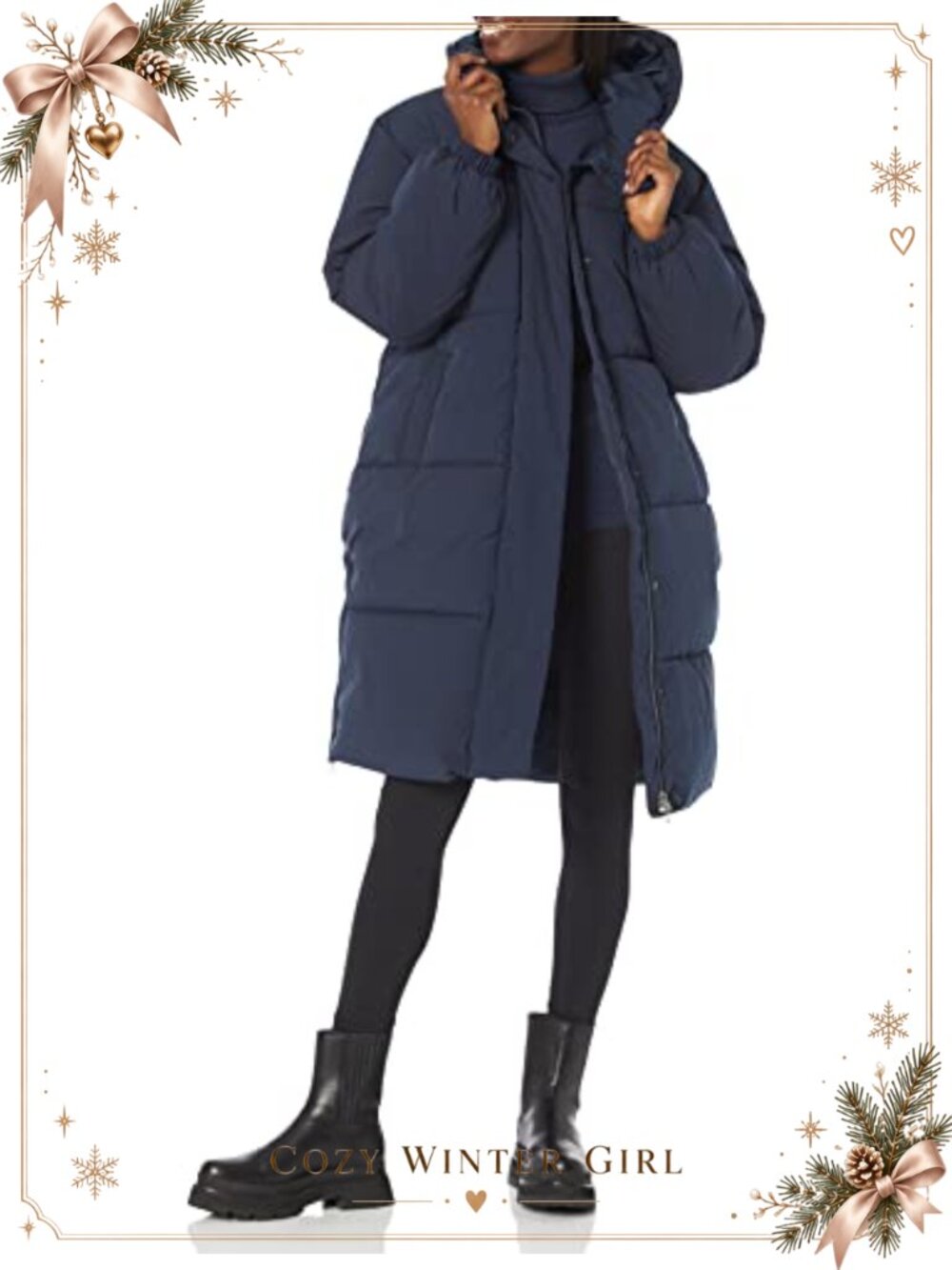 Oversized Long Puffer Jacket Water-Resistant Polyester Taffeta Hooded Winter